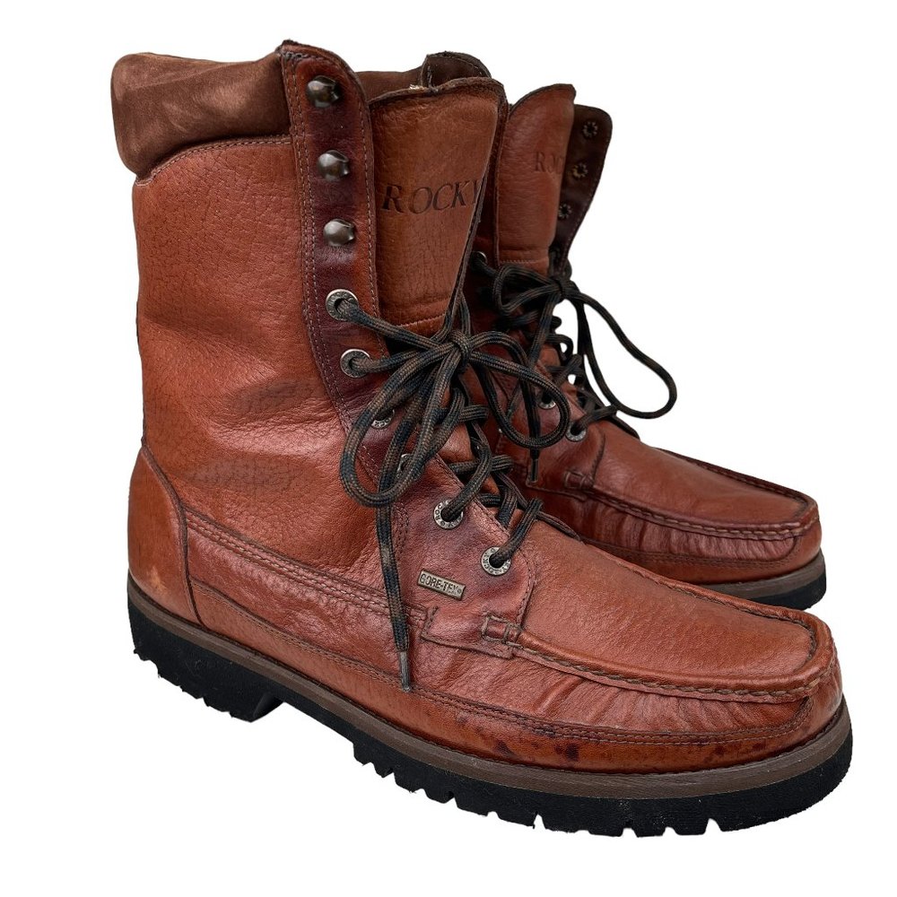 ROCKY Men’s Field Boot Leather Work GoreTex Kangaroo Leather Brown (Wide)